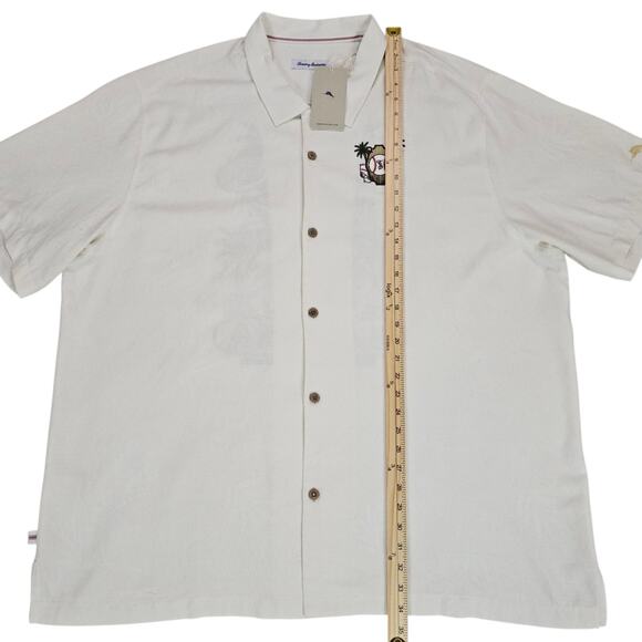 NWT Tampa Bay Rays Tommy Bahama Shirt Mens XXXL Off White Embroidered Silk Camp - Picture 13 of 15